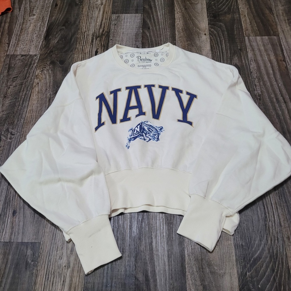 Women's Navy Midshipmen Sweatshirt NCAA Cropped Crop Football Size Large